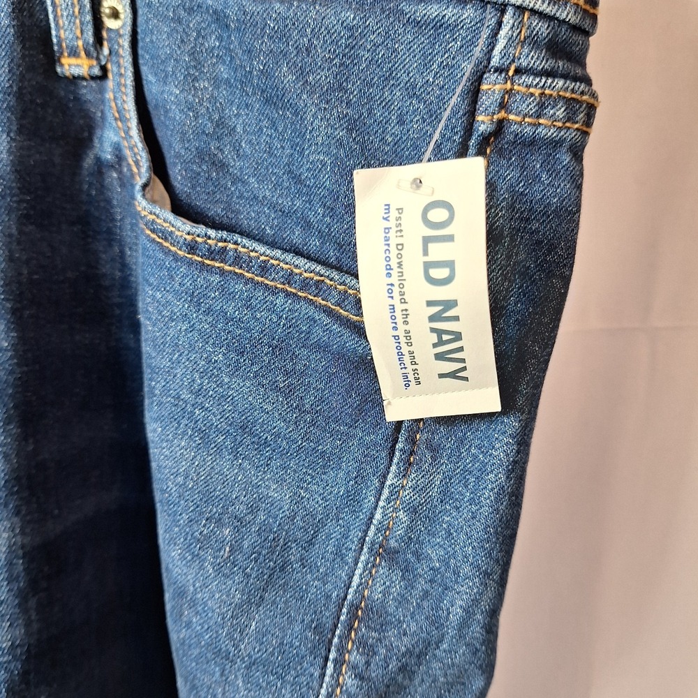 NWT$ OLD NAVY High-Rise O.G. Straight Ankle Jean Women Sz 28 Dk Blue Raw Hem - Picture 8 of 8